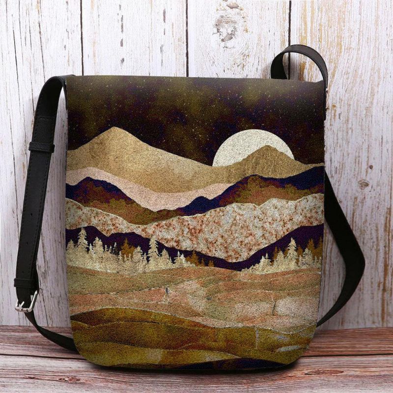 Torebka Damska Z Filcu Górskiego Treetop Landscape Print Torba Crossbody Torba Na Ramię