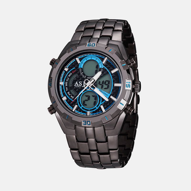 Asj Sports Męskie Zegarek Double Display Chronograph Dive Alarm Luminous 3Atm Wodoodporny Wielofunkcyjny Sportowy Zegarek Kwarcowy