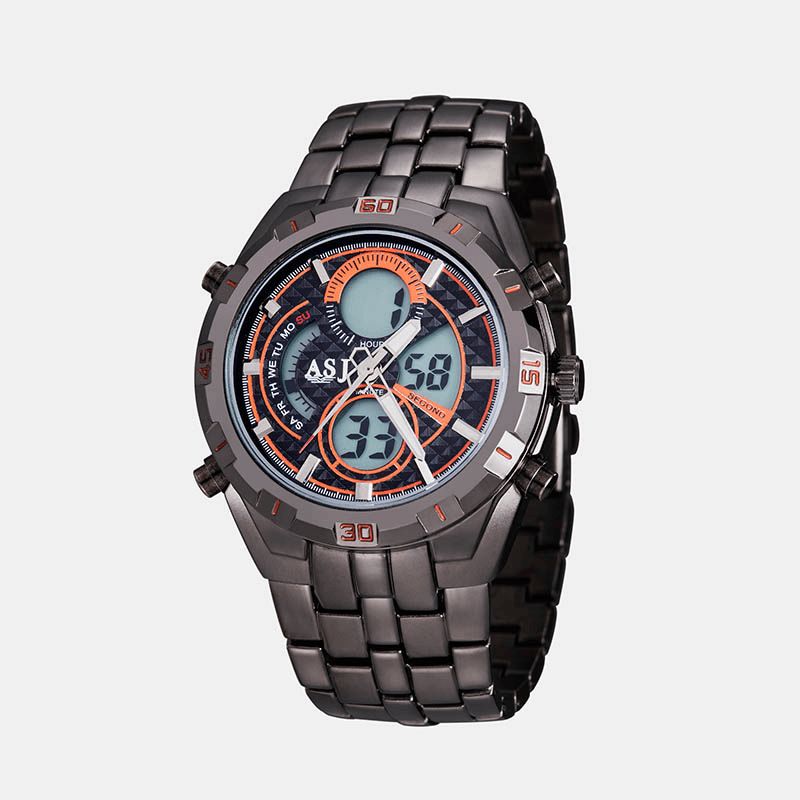 Asj Sports Męskie Zegarek Double Display Chronograph Dive Alarm Luminous 3Atm Wodoodporny Wielofunkcyjny Sportowy Zegarek Kwarcowy