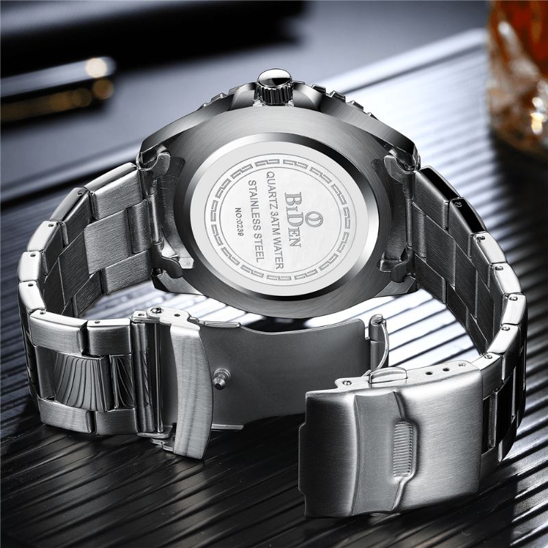 Biden 0239 Business Style Full Steel Quartz Zegarek Kalendarz Luminous Display Watch