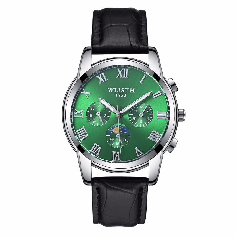 Biznes Luminous Dial Pu Leather / Steel Band 3Atm Wodoodporny Męski Zegarek Kwarcowy