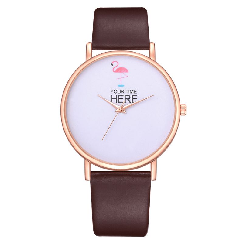 Codzienne Style Damskie Wrist Zegarek Rose Gold Case Skórzany Pasek Zegarek Kwarcowy