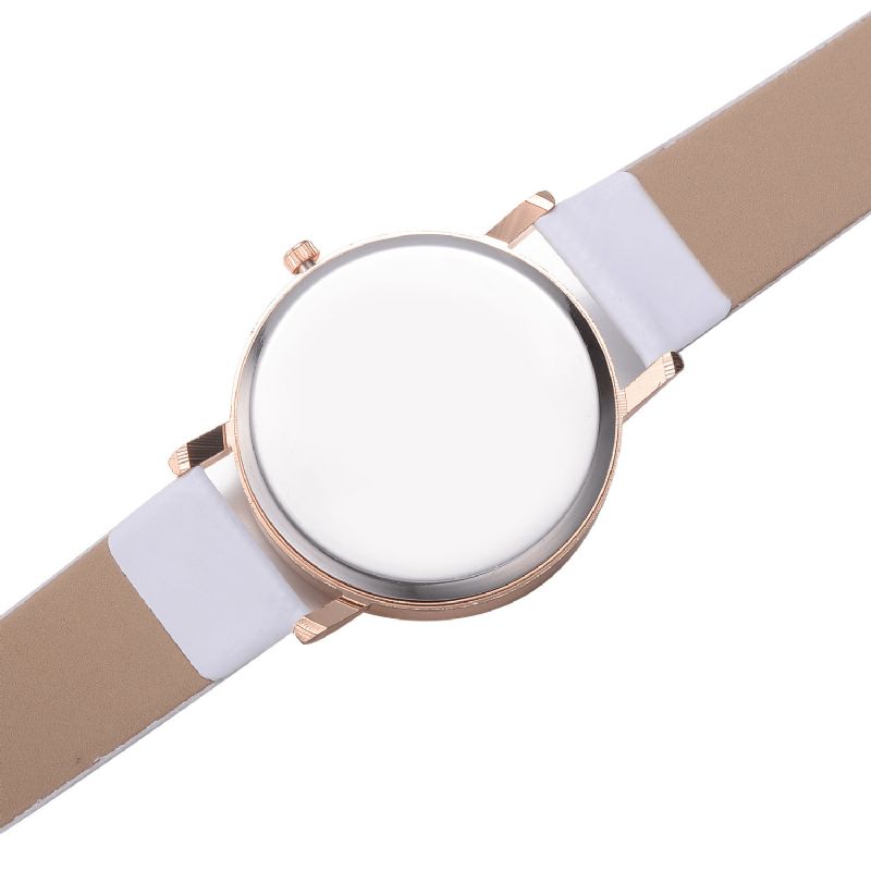 Codzienne Style Damskie Wrist Zegarek Rose Gold Case Skórzany Pasek Zegarek Kwarcowy