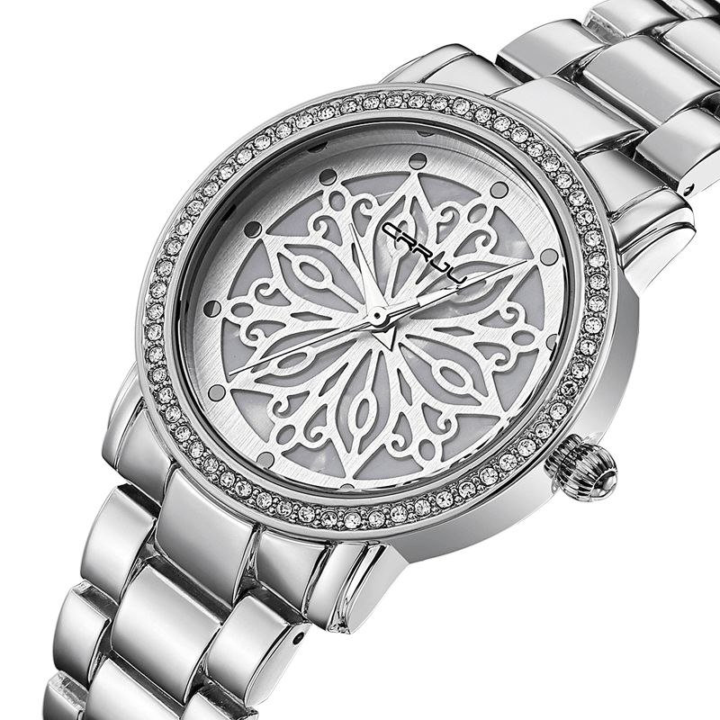 Crrju 2109 Diamenty Dial Case Damskie Wrist Zegarek Zegarki Kwarcowe Ze Stali Nierdzewnej