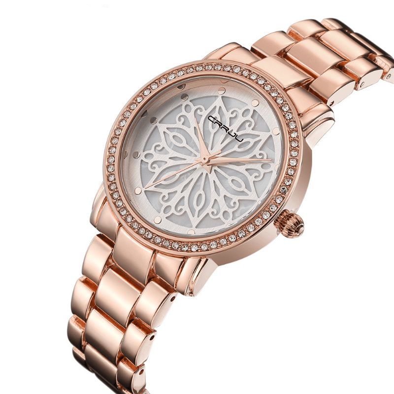 Crrju 2109 Diamenty Dial Case Damskie Wrist Zegarek Zegarki Kwarcowe Ze Stali Nierdzewnej