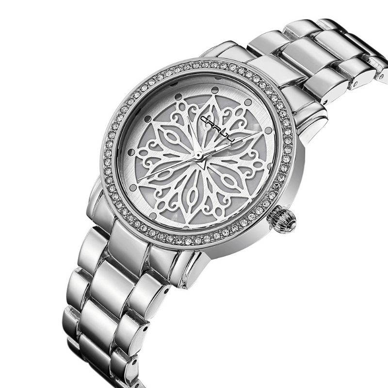 Crrju 2109 Diamenty Dial Case Damskie Wrist Zegarek Zegarki Kwarcowe Ze Stali Nierdzewnej