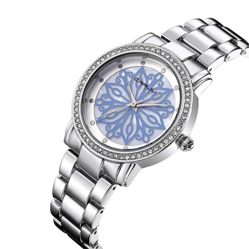 Crrju 2109 Diamenty Dial Case Damskie Wrist Zegarek Zegarki Kwarcowe Ze Stali Nierdzewnej