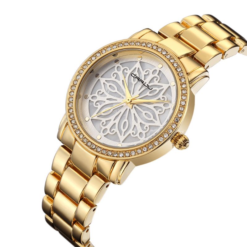 Crrju 2109 Diamenty Dial Case Damskie Wrist Zegarek Zegarki Kwarcowe Ze Stali Nierdzewnej