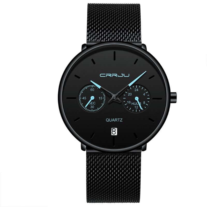 Crrju 2162 Moda Business Style 24-Godzinny Kalendarz Alloy Case Męskie Simple Dial Quartz Watch