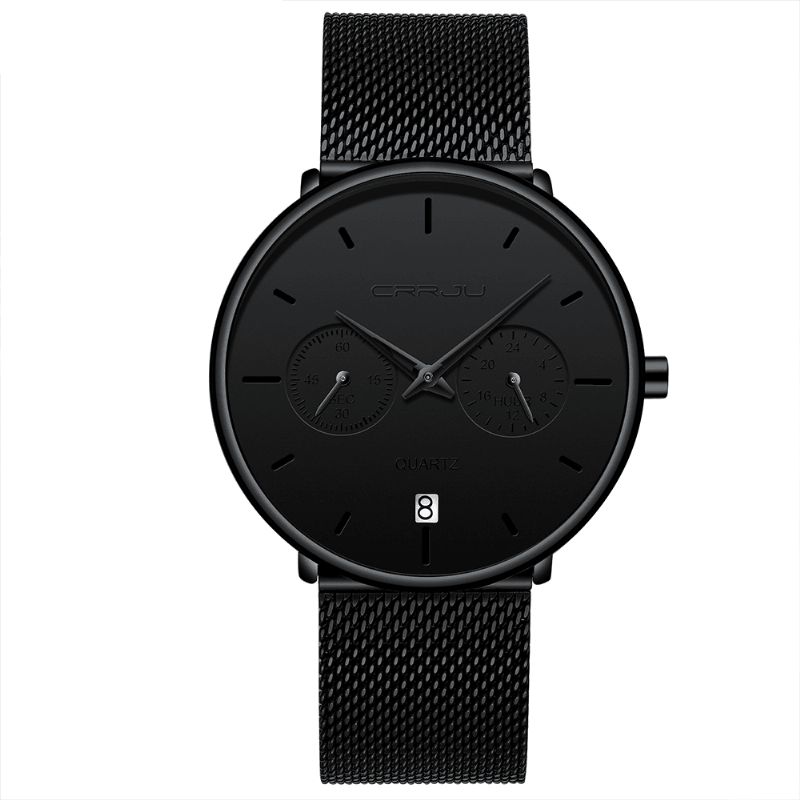 Crrju 2162 Moda Business Style 24-Godzinny Kalendarz Alloy Case Męskie Simple Dial Quartz Watch