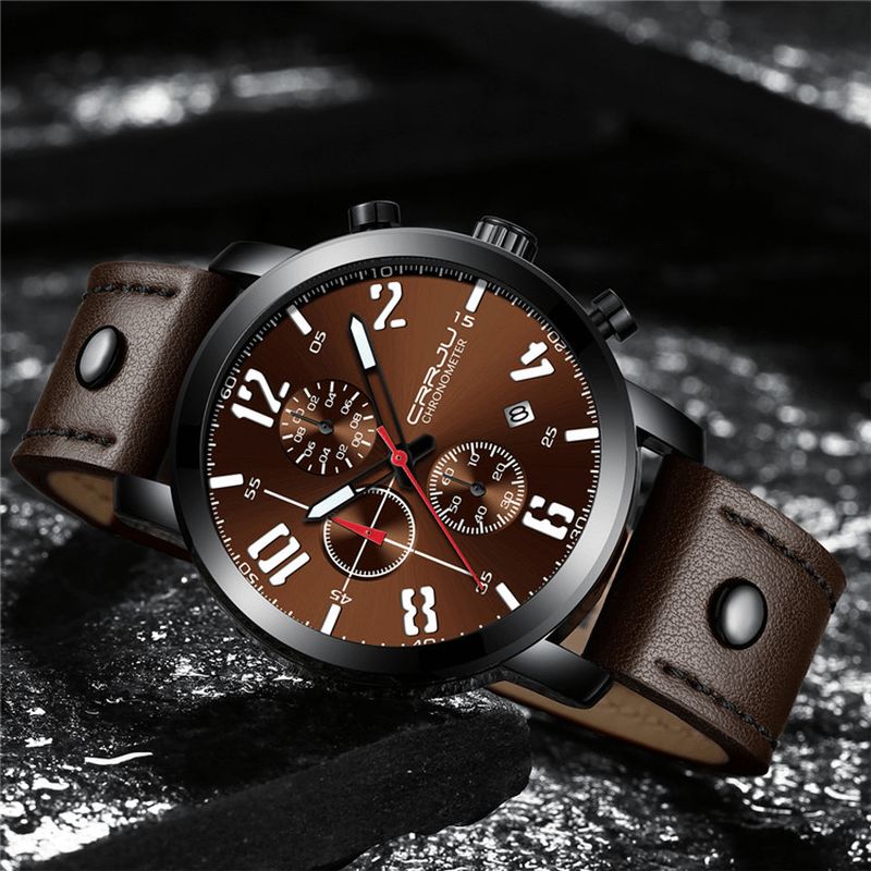 Crrju 2215 Chronograph Codzienne Style Męskie Wrist Zegarek Luminous Display Zegarek Kwarcowy