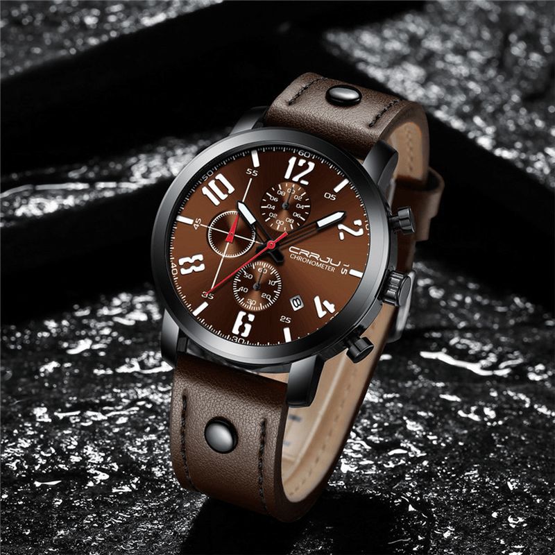 Crrju 2215 Chronograph Codzienne Style Męskie Wrist Zegarek Luminous Display Zegarek Kwarcowy