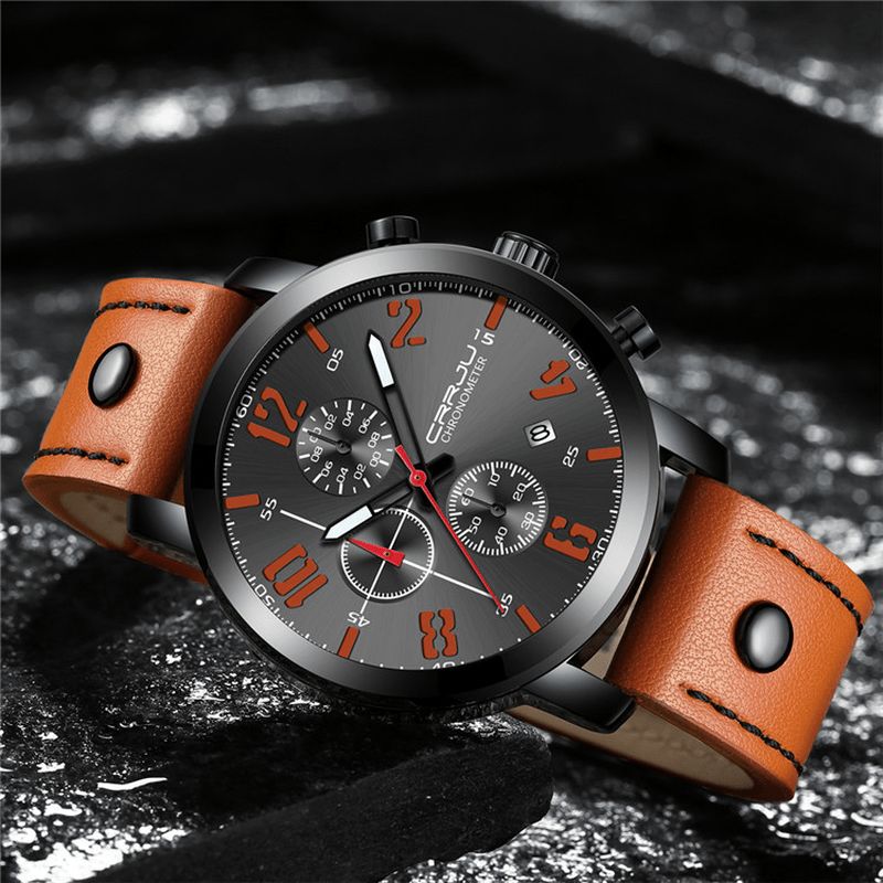 Crrju 2215 Chronograph Codzienne Style Męskie Wrist Zegarek Luminous Display Zegarek Kwarcowy