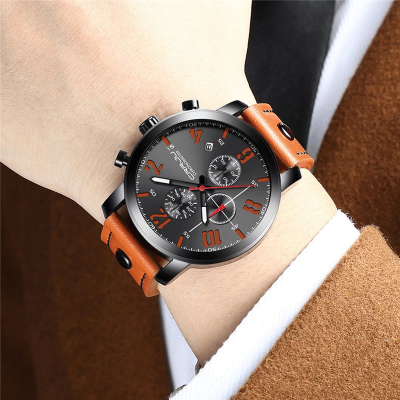 Crrju 2215 Chronograph Codzienne Style Męskie Wrist Zegarek Luminous Display Zegarek Kwarcowy