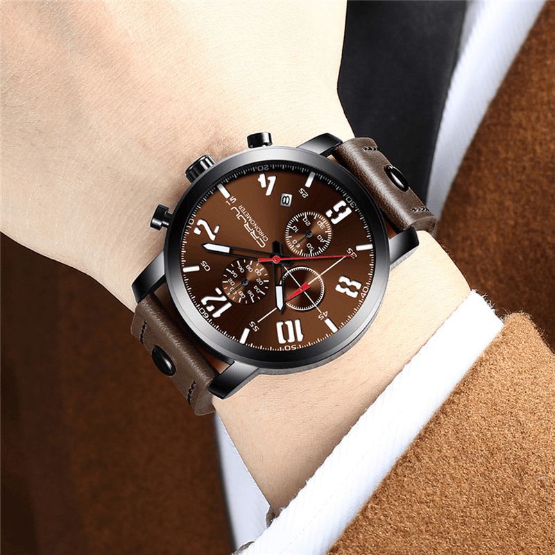 Crrju 2215 Chronograph Codzienne Style Męskie Wrist Zegarek Luminous Display Zegarek Kwarcowy