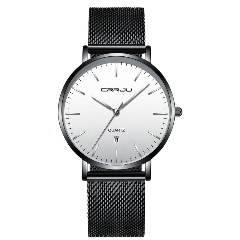 Crrju 2270 Męskie Simple Dial Business Style Moda Pełny Stalowy Pasek Kwarcowy Zegarek