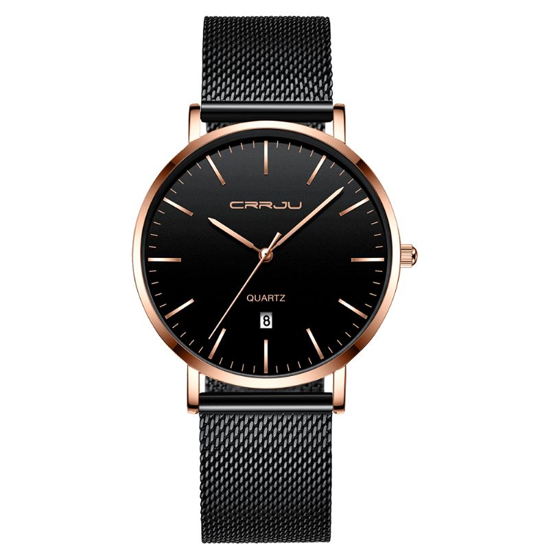 Crrju 2270 Męskie Simple Dial Business Style Moda Pełny Stalowy Pasek Kwarcowy Zegarek