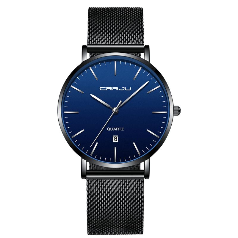 Crrju 2270 Męskie Simple Dial Business Style Moda Pełny Stalowy Pasek Kwarcowy Zegarek