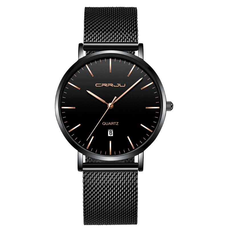 Crrju 2270 Męskie Simple Dial Business Style Moda Pełny Stalowy Pasek Kwarcowy Zegarek