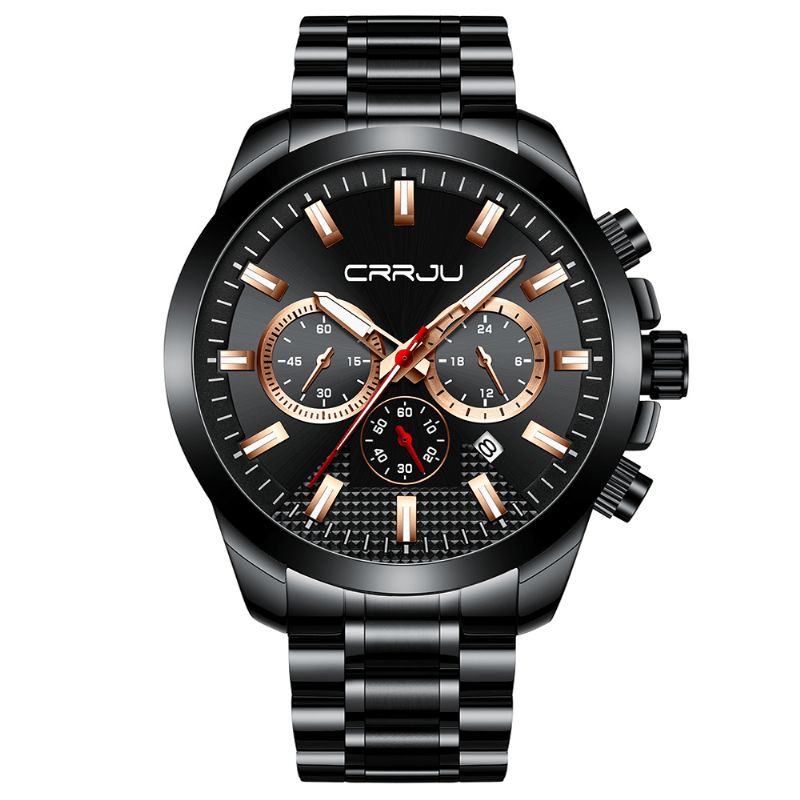 Crrju 2286 Moda Alloy Case Full Steel Luminous Display Business Style Męskie Quartz Watch