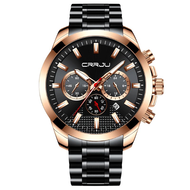 Crrju 2286 Moda Alloy Case Full Steel Luminous Display Business Style Męskie Quartz Watch