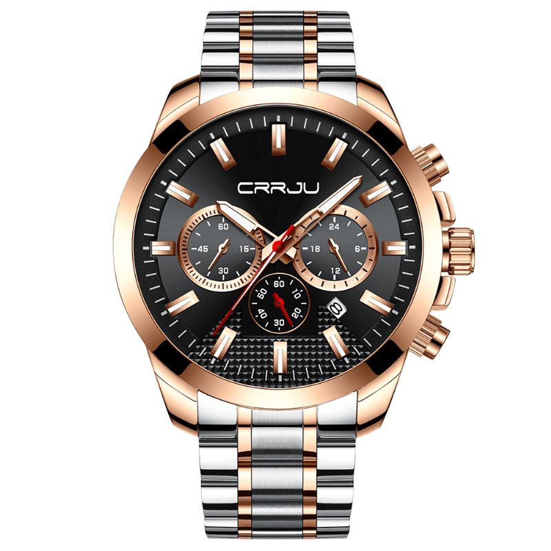 Crrju 2286 Moda Alloy Case Full Steel Luminous Display Business Style Męskie Quartz Watch