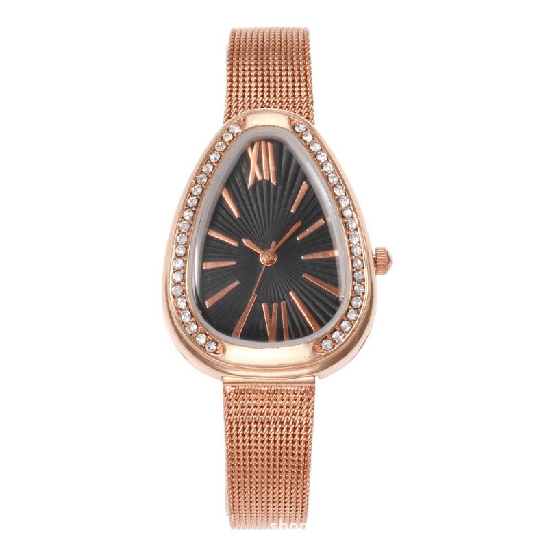 Crystal Case Triangle Dial Prosta Konstrukcja Full Stell Mesh Belt Damskie Quartz Watch