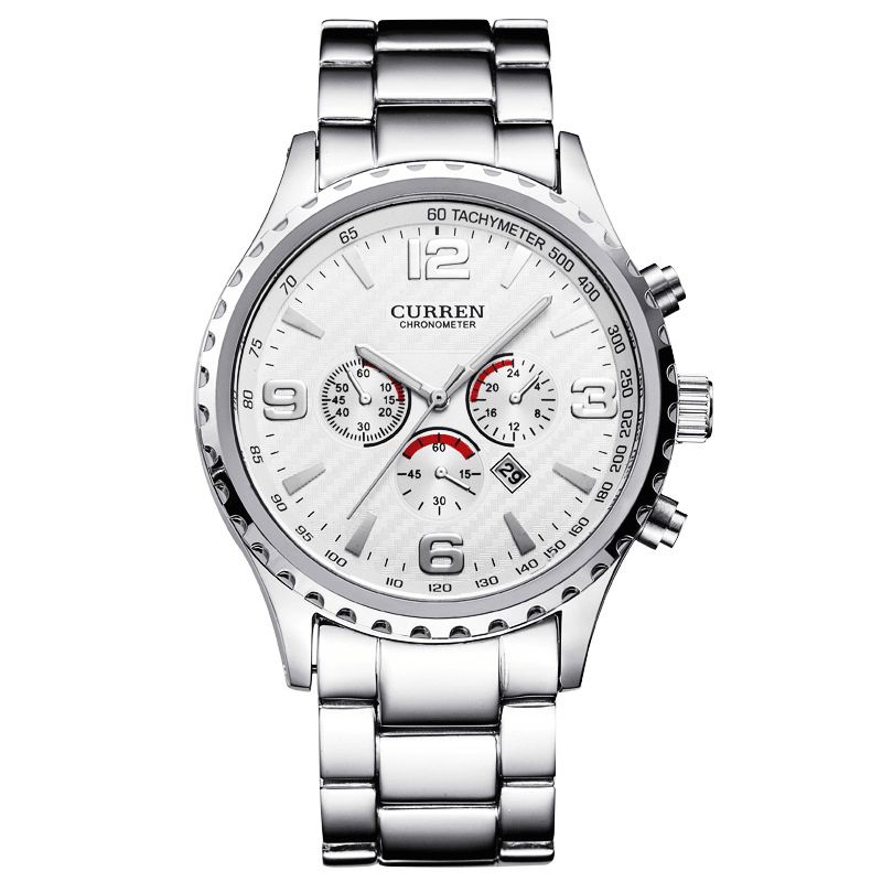 Curren 8056 Full Steel Business Style Męskie Wrist Zegarek Wodoodporne Zegarki Kwarcowe