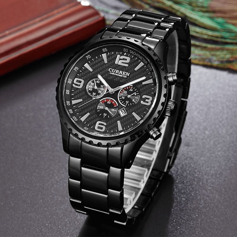 Curren 8056 Full Steel Business Style Męskie Wrist Zegarek Wodoodporne Zegarki Kwarcowe