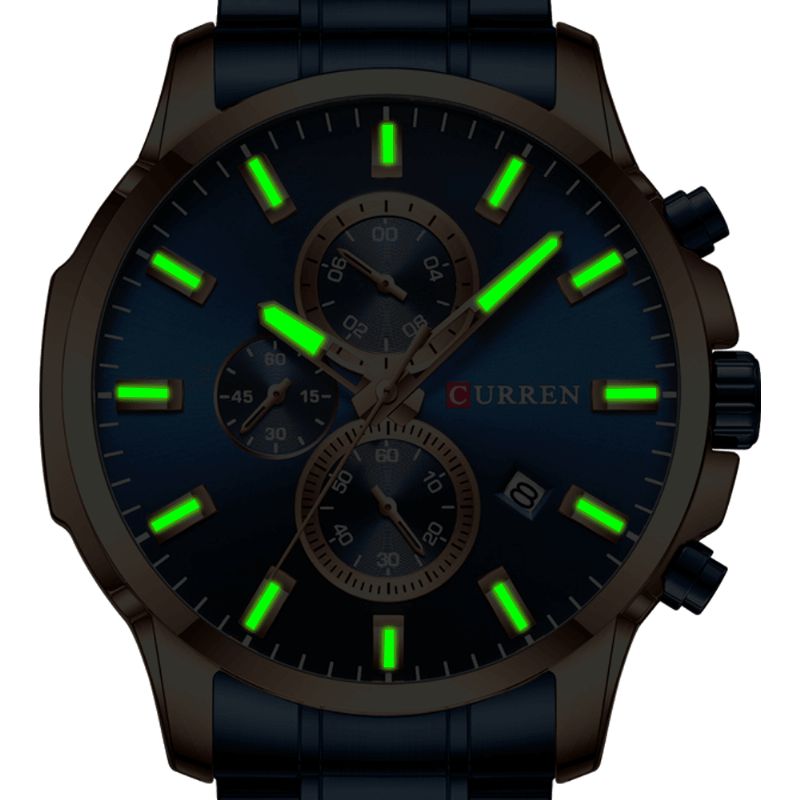 Curren 8348 Full Steel Zegarek Band Zegarek Kwarcowy Luminous Display Business Męskie Watch