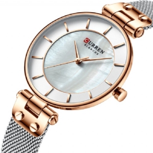 Curren 9056 Ultra Cienki Damski Zegarek Na Rękę W Stylu Codzienne Mesh Steel Band Quartz Watch