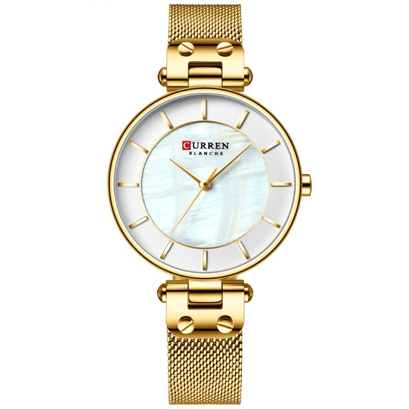 Curren 9056 Ultra Cienki Damski Zegarek Na Rękę W Stylu Codzienne Mesh Steel Band Quartz Watch