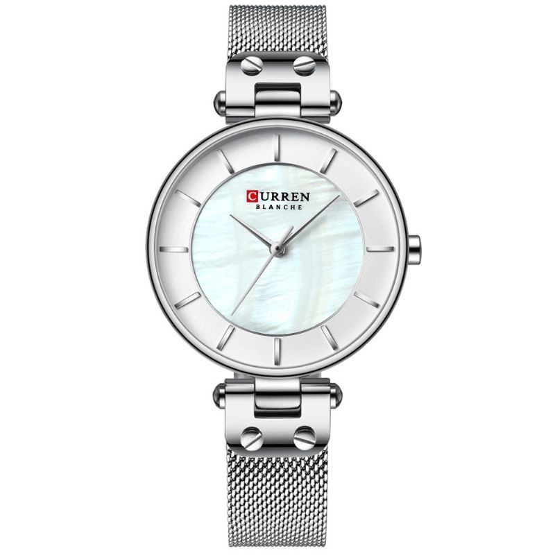 Curren 9056 Ultra Cienki Damski Zegarek Na Rękę W Stylu Codzienne Mesh Steel Band Quartz Watch