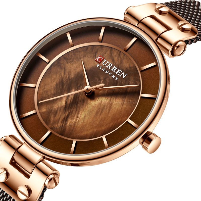 Curren 9056 Ultra Cienki Damski Zegarek Na Rękę W Stylu Codzienne Mesh Steel Band Quartz Watch