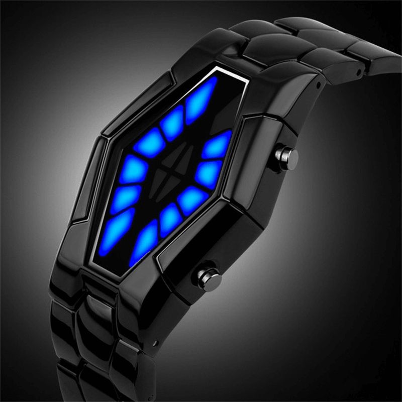 Deffrun Cobra Wyświetlacz Led Zegarek Full Steel Luminous Męskie Digital Watch