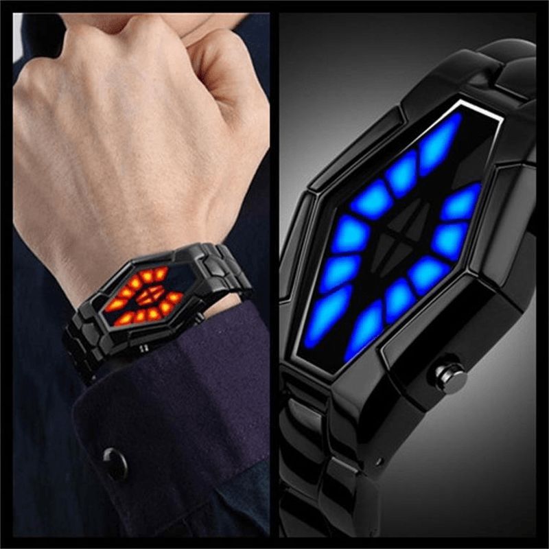 Deffrun Cobra Wyświetlacz Led Zegarek Full Steel Luminous Męskie Digital Watch