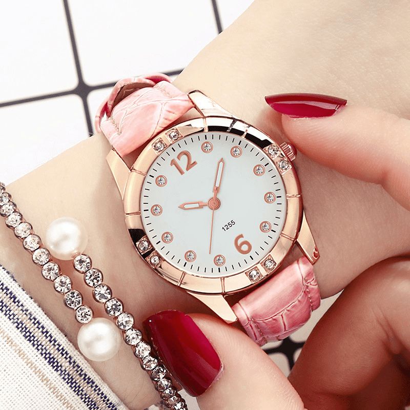 Deffrun Diamonds Elegancki Design Damski Zegarek Na Rękę Luminous Display Quartz Watch