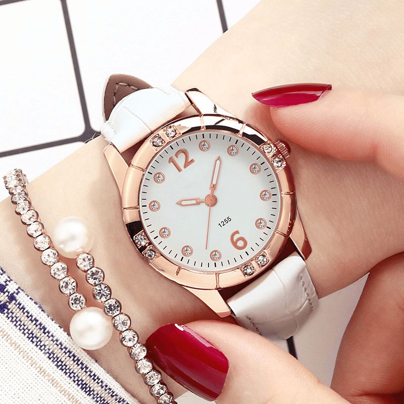 Deffrun Diamonds Elegancki Design Damski Zegarek Na Rękę Luminous Display Quartz Watch