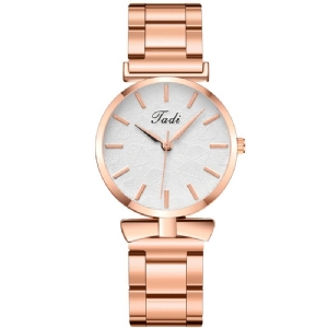 Deffrun Elegancki Design Bez Numeru Wybierania Codzienne Ladies Wrist Zegarek Rose Gold Case Pełny Aluminiowy Zegarek Kwarcowy