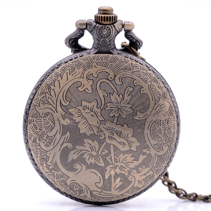 Deffrun Retro Indian Tribe Feather Head Portrait Relief Quartz Zegarek Pocket Watch