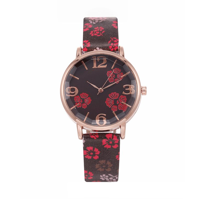 Deffrun Retro Style Flower Printed Damskie Wrist Zegarek Zegarki Kwarcowe W Stylu Chińskim