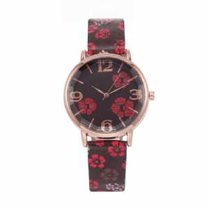 Deffrun Retro Style Flower Printed Damskie Wrist Zegarek Zegarki Kwarcowe W Stylu Chińskim