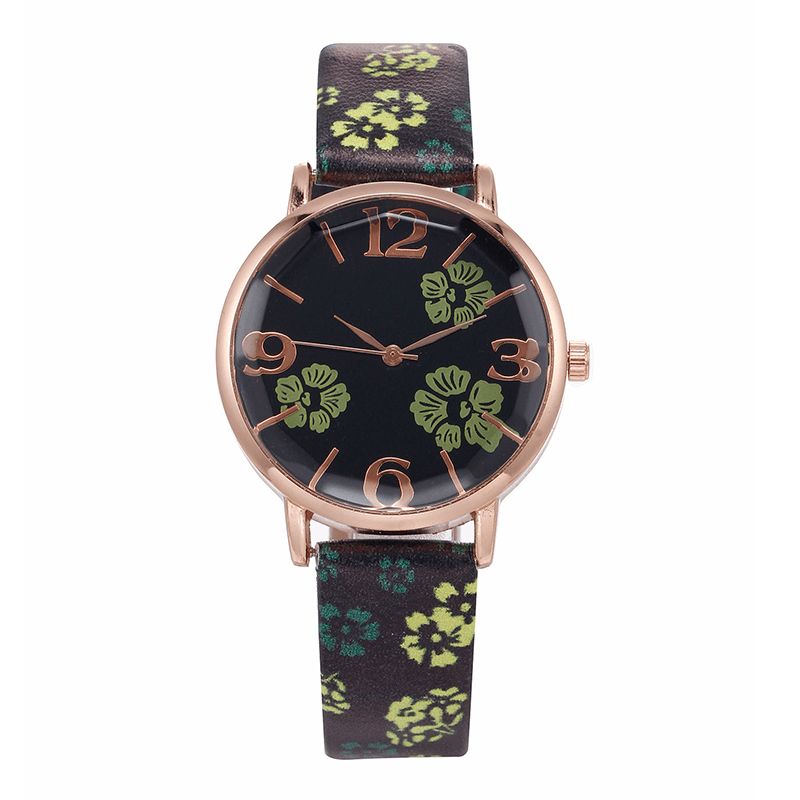 Deffrun Retro Style Flower Printed Damskie Wrist Zegarek Zegarki Kwarcowe W Stylu Chińskim