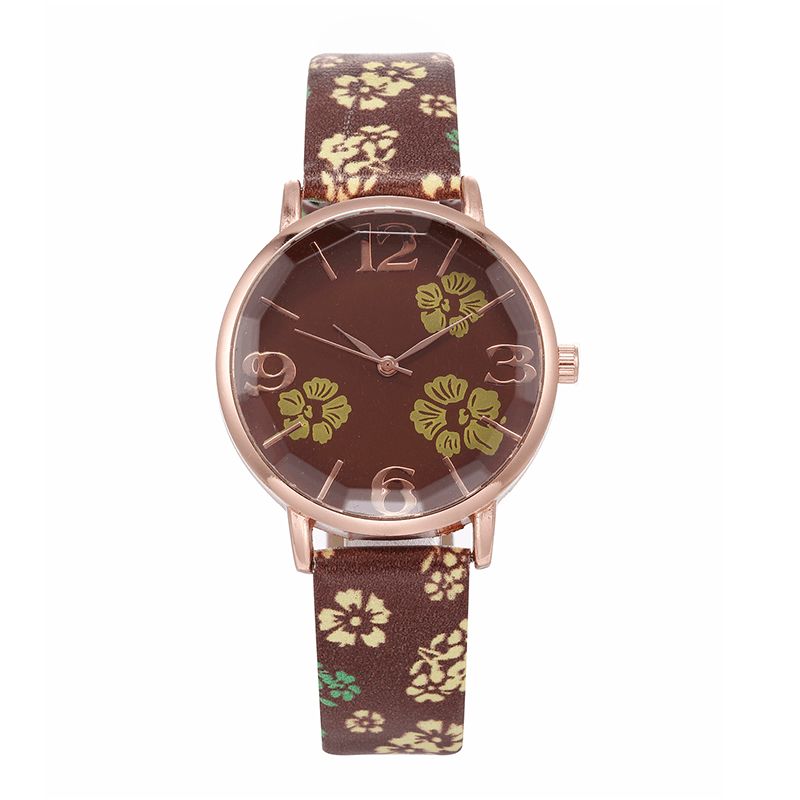 Deffrun Retro Style Flower Printed Damskie Wrist Zegarek Zegarki Kwarcowe W Stylu Chińskim