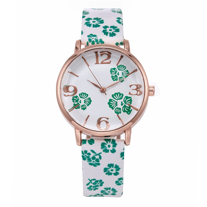 Deffrun Retro Style Flower Printed Damskie Wrist Zegarek Zegarki Kwarcowe W Stylu Chińskim