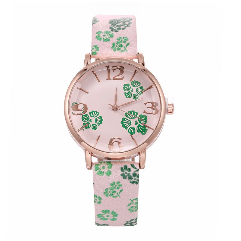 Deffrun Retro Style Flower Printed Damskie Wrist Zegarek Zegarki Kwarcowe W Stylu Chińskim