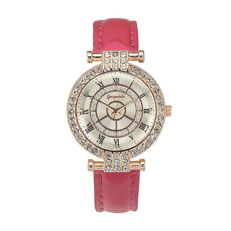 Deffrun Skórzany Pasek Damski Zegarek Na Rękę Codzienne Style Crystal Quartz Watch