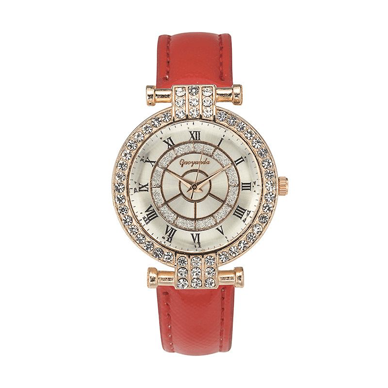 Deffrun Skórzany Pasek Damski Zegarek Na Rękę Codzienne Style Crystal Quartz Watch