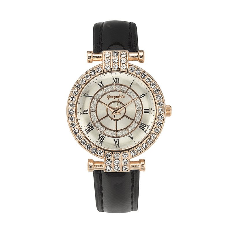 Deffrun Skórzany Pasek Damski Zegarek Na Rękę Codzienne Style Crystal Quartz Watch