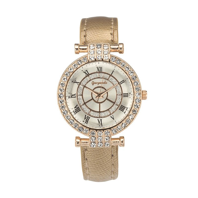 Deffrun Skórzany Pasek Damski Zegarek Na Rękę Codzienne Style Crystal Quartz Watch